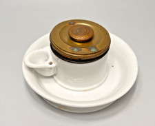 19c.Antique French Bronze Mounted Porcelain Pump Inkwell Ink Pot A.D. Patent picture