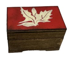 VTG MINI Red Lacquer Trinket Box Wood Hand Made Canadian Style picture