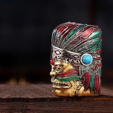 Luxury Brass Chief Night Light Armor Fuel Lighter Windproof Flint Wheel Gift NEW picture