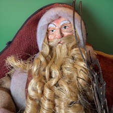 Vintage Primitive Folk Art Santa Claus Display Figure handmade 34 Inches Tall picture