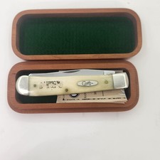 Case XX 2005 HG Lipscomb Trapper Knife 6254 SS Bone Wooden Box Complete SFO picture