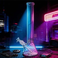16in Heavy 6mm Thick Glass Bong Smoking Hookah Water Pipe 14mm Bowl Beaker picture