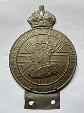 Badge souvenir auto car England TM King George VI Elizabeth II 1937 Coronation picture