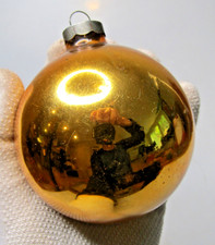 VTG pre WWII Blown Glass Large BALL Christmas Ornament Corning GOLD Heidt picture