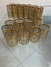 Vintage MCM Imperial Shoji Trellis 22k 11 Whiskey Glasses & 12 HighBall Glasses picture