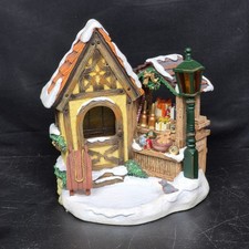 Goebel Bavarian Christmas Market Musical Figurine Village Scene Snow Sled Lamp picture