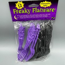 VTG Fun World Freaky Flatware Halloween Witch/Grim Reaper Utensils New Reusable picture