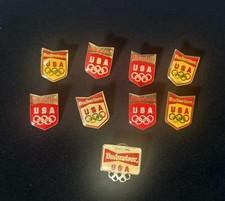 Vintage 1988 Seoul Olympics Budweiser Team USA Pin Lot of 9 Olympic Sponsor Pins picture