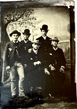 Lot of 5 Antique Victorian B&W Tintype Photographs of Men Unframed c1880-95 picture