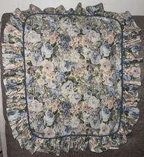 1 VTG Croscill Ruffled Pillow Sham Cover Cottagecore Blue Floral Large USA picture