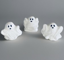 Lot 3 Vtg Miniature ghost ceramic Halloween unique home decor figure MCM 2” picture