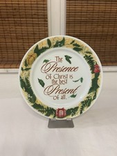 Vintage Enesco Christmas Plate 9.5” Presence Of Christ Is Best Present New picture