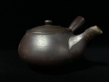 S1874 Vintage Japanese Clay Kyusu Teapot Tokoname Purple Red Clay Tea Ware picture