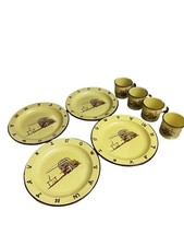 Vintage Monterrey Western Ware 8 Pc Cowboy Chuck Wagon Plates Mugs Mexico picture