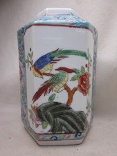 vintage Chinese vase hexagonal Asian container bird flower pottery jar * picture