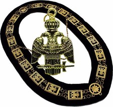 Masonic COLLAR Regalia 32 Degree WINGS DOWN SCOTTISH RITE + PENDANT 1400GBK+PDNT picture