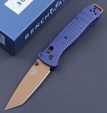 Blue Glass Fiber Handle Gold Color Tanto Blade Axis Lock Pocket Tactical Knife picture