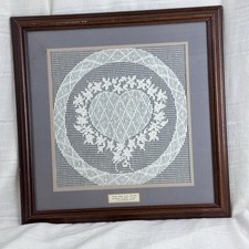 VTG Framed Matted Lace Heart Betty Spooner  Scripture Works Wall Art picture