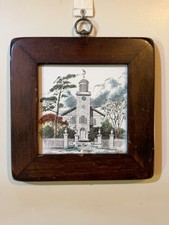 Vintage Henry R Diamond St George’s Church Hempstead NY Ceramic Tile Framed picture