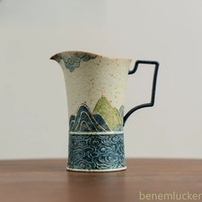 120ml Ceramic Painted Tracing Gold Green Mountain Tea Divider Cha Hai Fair Mug picture