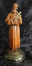 VINTAGE HAND-CARVED WOODEN CATHOLIC SAINT STATUE ST. FRANCIS OF ASSISI picture