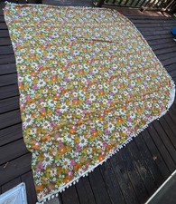 Vintage Field Crest “Lazy Daisy” Dual king Coverlet Blanket W/ Pom Pom Tassles picture