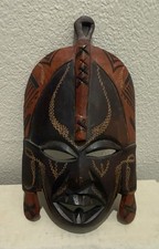 VTG Hand Carved Tribal Wall Mask, Decorative Crafts 10” H X 7” L picture