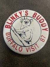 Vintage 1987 Blinky’s Buddy Buffalo Visit 3” Pinback Button New York Souvenir picture