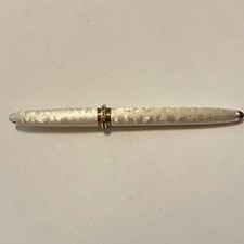 Vtg 1950s Lady Sheaffer Skripsert White Fountain Pen Rhinestones Moiré picture