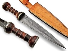 Custom Handmade Damascus Steel 15 Inches Dagger Knife - Wooden/Brass Handle picture