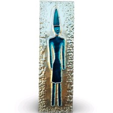 Fifi Kiwan Handmade Phoenician Figurine Byblos Lebanon Blue Enamel Metal Art Pla picture