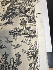 Country Life Weekend Waverly Screen Print Fabric Cream & Black Toile 40X53