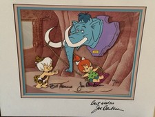 Flintstones Triple Signed Cel  Hanna Barbera Swing Set Signed Twice Joe Barbera picture
