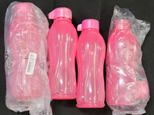 Tupperware ECO Sport Water Small Bottle 500ml 16oz Flip Top Seal Pink Set of 4 picture