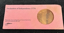 DECLARATION OF INDEPENDENCE 1776, REPRODUCED ON ANTIQUED PARCHMENT HDC 1977 picture