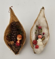 Vintage Handmade Woodland Nature Milkweed Seedpod Christmas Ornaments  picture