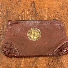 Massachusetts Ancient And Honorable Artillery Co. Leather Zip Up Brown Pouch picture