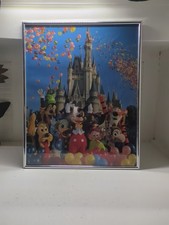 Vintage 1980's 80's Disney Castle And Characters 16x20 Poster With Glass Frame picture