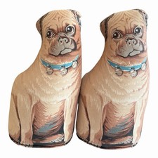 Pair Of Toy Works Inc. Pug Dog Breed Shaped Fabric Decorative Pillow Doorstop picture