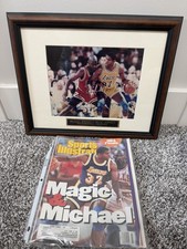 Autographed Magic Johnson Michael Jordan Lakers Bulls Image & Magazine picture