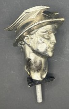 Antique 1920s 1930s Mercury Hermes Radiator Mascot Hood Ornament Winged Head picture