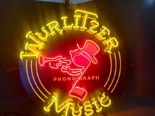 US STOCK Wurlitzer Trumpet Jukebox Vintage Neon Sign Light Bar Glass Decor 24