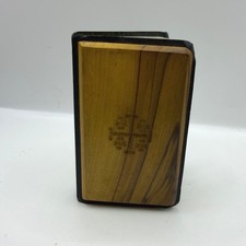 Vtg Mini New Testament Bible Olive Wood Jerusalem Souvenir KJV Patriotic 1960 picture