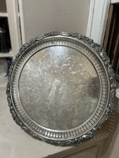 Wallace Baroque 298 Silver Plate Round Serving Tray Ornate Floral Engraved picture