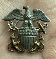 Vintage WWII US Navy Officer Hat Cap Badge Blackinton 1/20 10K Gold Filled USN picture