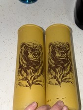 2 Vintage 70s Majestic Sugar Frosted Pillar Christmas Candle Glass picture