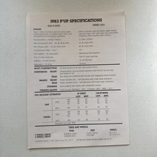 Vintage 1983 Isuzu P’UP Specifications Dealer Sales Brochure picture