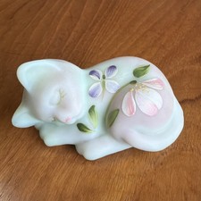 Fenton Limited Edition Hand painted Lotus Mist Burmese Sleeping Kitten #145/3500 picture