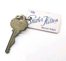 Vintage Hotel Key The Statler Hilton Dallas Texas TX Metal Skeleton Room Key Fob picture