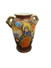 Vintage Japanese Satsuma-style Moriage vase Hand-Painted Made In Japan picture